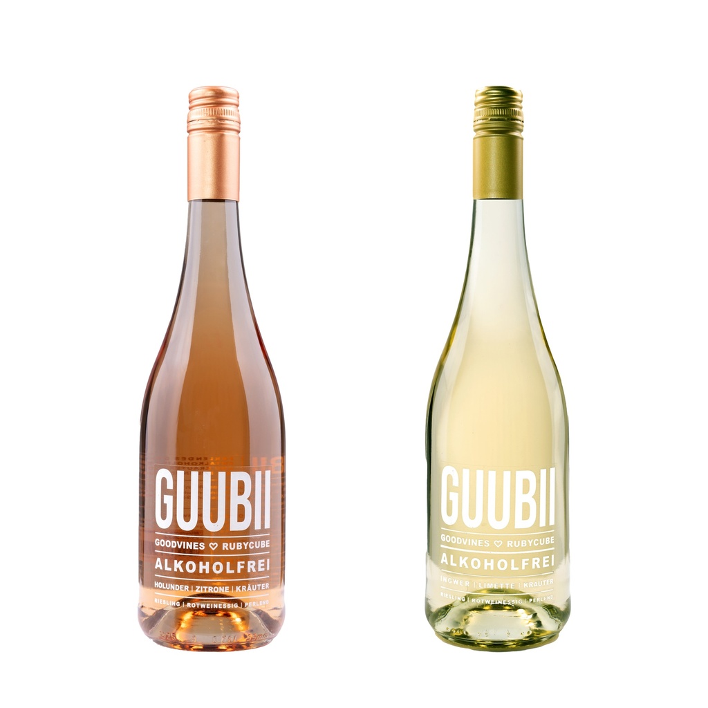 GUUBII de-alcoholized wine aperitif set elderberry/lemon & ginger/lime 0.75l
